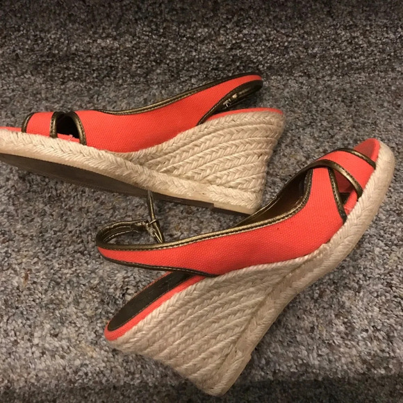 J. Crew lucaya coral linen & bronze metallic shoes - Picture 5 of 6